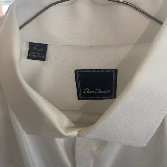 David Donahue	Mens White collared long sleeve button down dress shirt - Picture 4 of 4